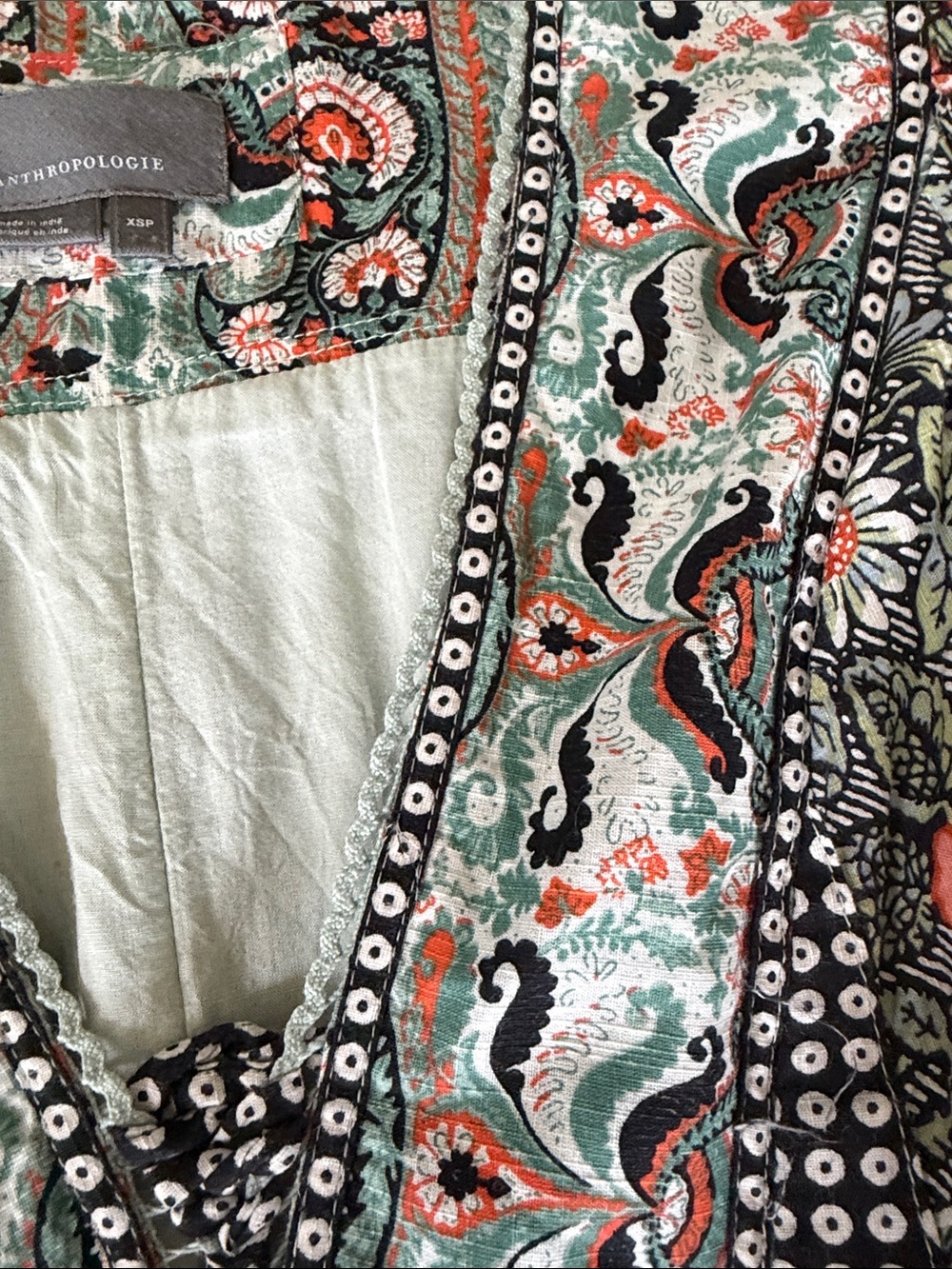 Anthropologie Floral Boho Dress - Coral & Mint size XS (2) - Picture 6 of 9
